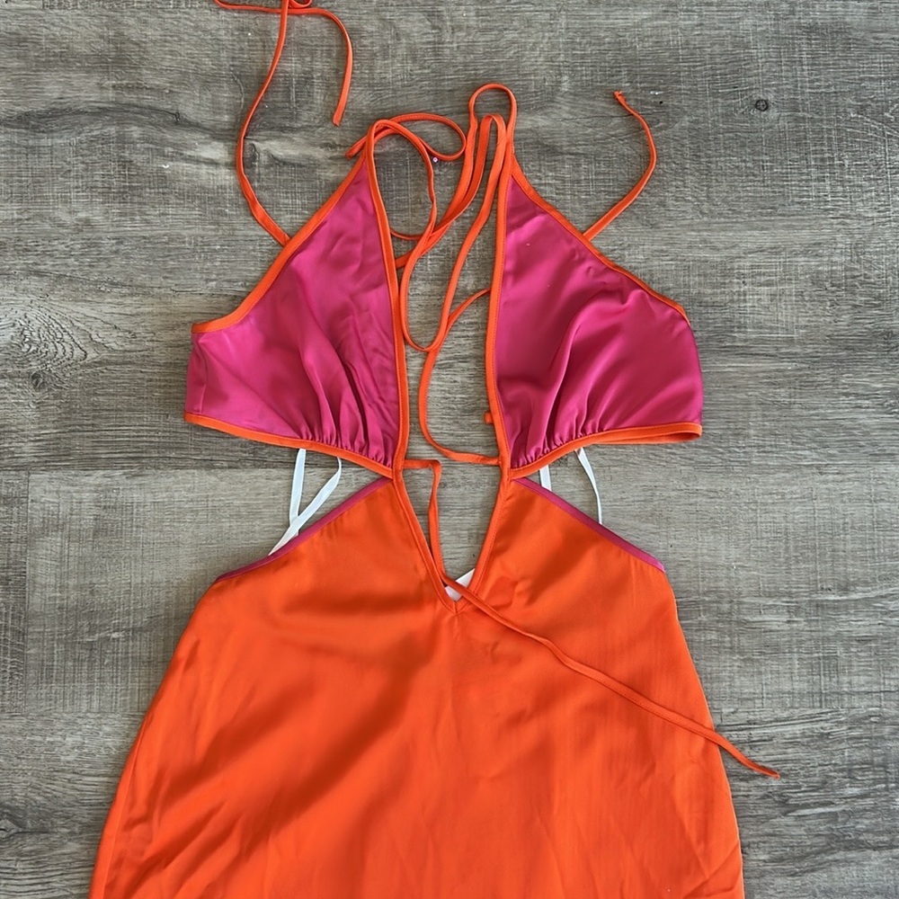 Lovers + Friends Orange Maxi Dress with Pink Bodice - Picture 5 of 9